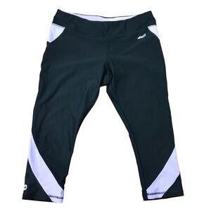 Avia Cropped Athletic Yoga Leggings Black Lavender Size Medium